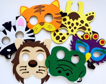 Kids felt animal masks // Safari Jungle Wild Zoo Exotic