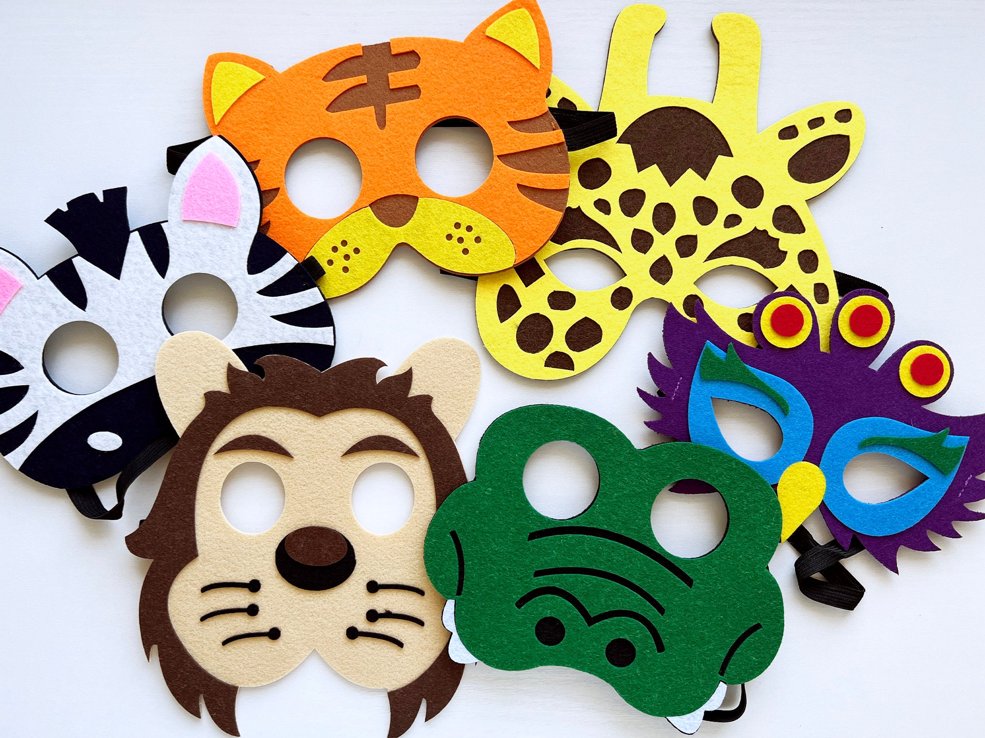 Kids Felt Animal Masks // Safari Jungle Wild Zoo Exotic 