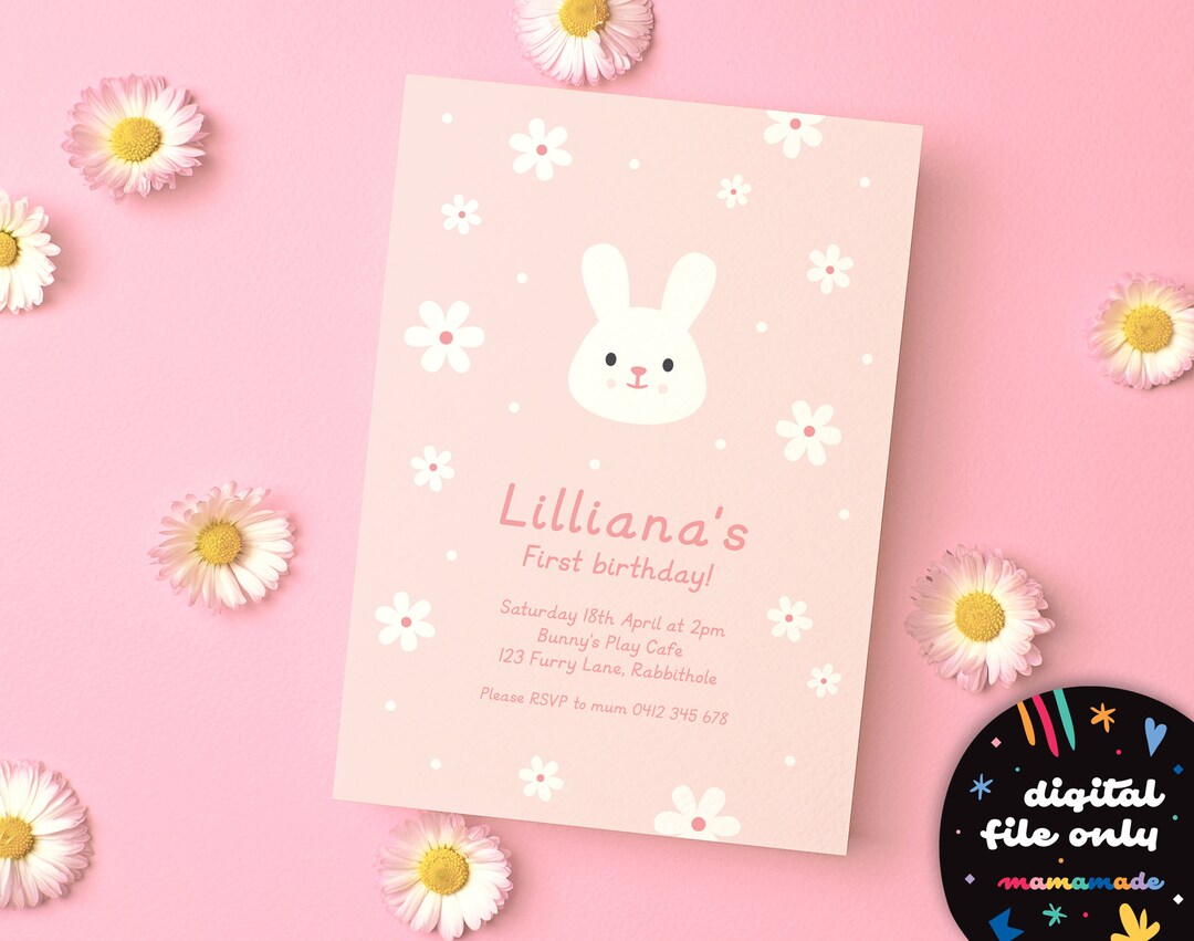 Invitation // Bunny Rabbit (digital File Only – Personalised for You ...
