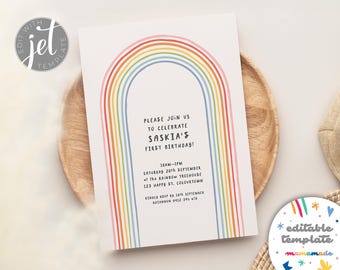 Invitation // Rainbow arch (editable template)