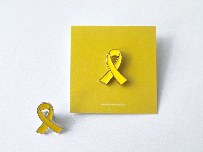 Enamel pin // Ribbon Awareness for Childhood cancer, bone cancer and suicide prevention image 2
