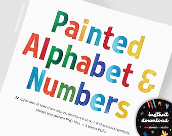 Digital download // Paint texture alphabet letters and numbers