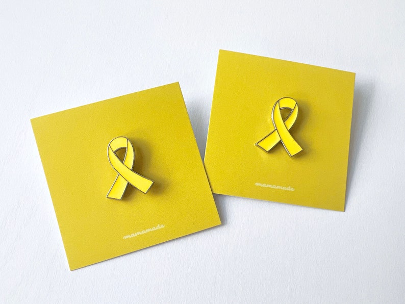 Enamel pin // Ribbon Awareness for Childhood cancer, bone cancer and suicide prevention image 1