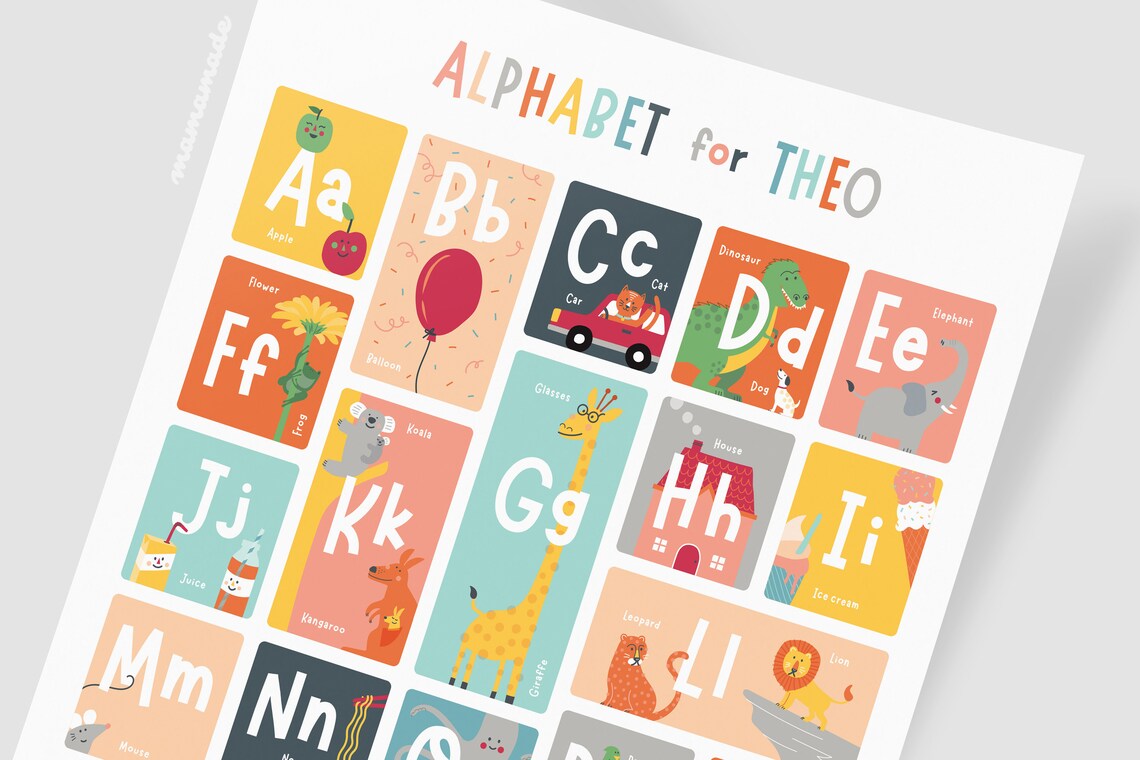 Alphabet poster personalised with your childs name fun Etsy
