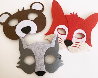 Kids felt animal masks // Woodland Wild Forest Farm