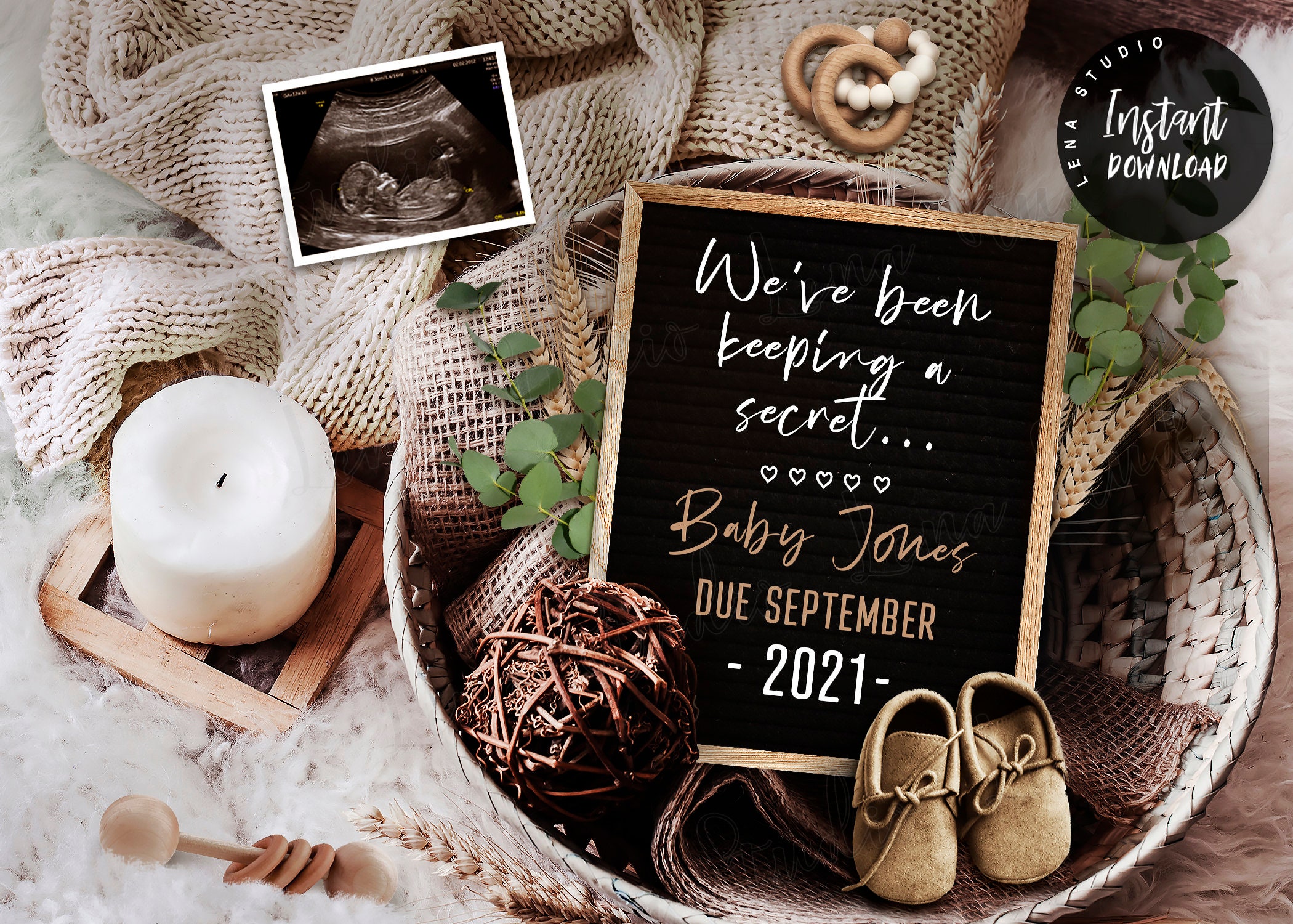 Social Media Post Baby Announcement YOU EDIT Neutral Etsy