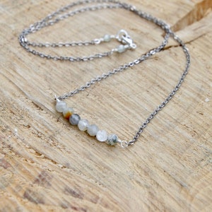 Labradorite Silver Bar Necklace, labradorite necklace, gemstone bar necklace, labradorite bar, layering necklace, minimalist bar necklace