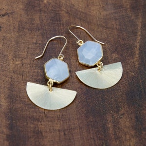 Blue Opal Gold Earrings /summer gold earrings/unique gold earrings/geometric gold earrings/gold-filled earrings/boho earrings/opal earrings