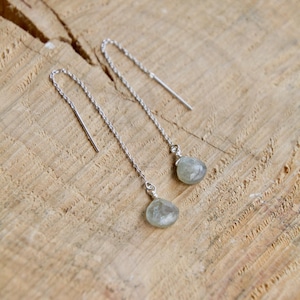 Labradorite Teardrop STERLING SILVER Threaders, labradorite earrings, labradorite threaders, sterling threaders, silver labradorite