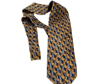 Cravate Vintage RUBINO En Soie 100% - Motif Géométrique Pour Homme - Occasion En Bon état