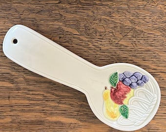 Vintage 1980s Otagiri Fruit Spoon Rest Ceramic Kitchen Utensil Holder Japan