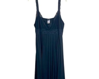 Chesley Womens Vintage Babydoll Slip Dress XXL Black Lace Trim Y2K