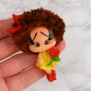 Afro Bella Beauty And The Beast Clay Doll | Princess Clay Doll For Craft | Clay Doll For Bows | Air Dry Clay Princess Doll | Bella Miniature
