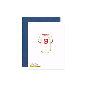 Carte de fête des pères pour papa baseball - Inspirée des Red Sox de Boston - Hommage à Ted Williams - Wave par Amelia