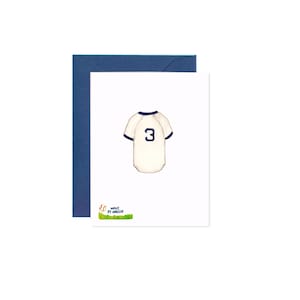 Carte de fête des pères pour papa baseball - Inspiration Yankee - Hommage à Babe Ruth avec rayures fines classiques - Wave par Amelia