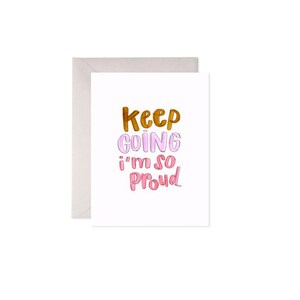 Carte Continuez, je suis si fier de vous - Carte d'encouragement avec enveloppe grise, mot de soutien, A2 vierge à l'intérieur, vague par Amelia