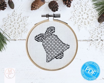 Christmas Blackwork Pattern | Bell | Embroidery | Mini Blackwork Pattern | Christmas Decor | Season Decoration | Ideal for Beginners