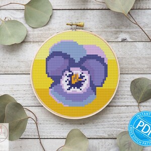 Pansy Cross Stitch Pattern | Flower Embroidery | Mini Cross Stitch Pattern | Spring Pattern | Embroidery Pattern | Ideal for Beginners