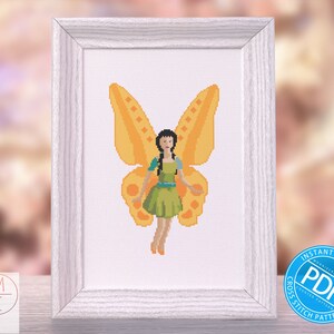 Fairy Cross Stitch Pattern | Yellow and Green Fairy | Yellow Fairy | Lemon Fairy | Fae - Cross Stitch Pattern | Embroidery Pattern | Design