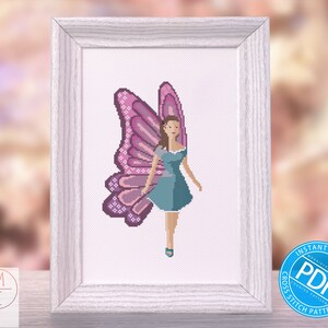 Fairy Cross Stitch Pattern | Pink and Blue Fairy | Purple and Turquoise Fairy | Fae - Cross Stitch Pattern | Embroidery Pattern | Design