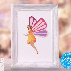 Fairy Cross Stitch Pattern | Pink and Yellow Fairy | Pink Fairy | Yellow Fairy | Fae - Cross Stitch Pattern | Embroidery Pattern | Design