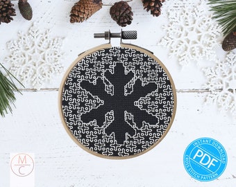 Christmas Blackwork Pattern | Snowflake | Embroidery | Mini Blackwork Pattern | Christmas Decor | Season Decoration | Modern Pattern