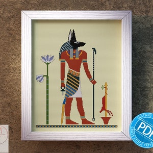 Egyptian Cross Stitch Pattern | God Anubis | Egyptian God | Ancient Egypt | Mythology - Embroidery Pattern | Design - Instant Download