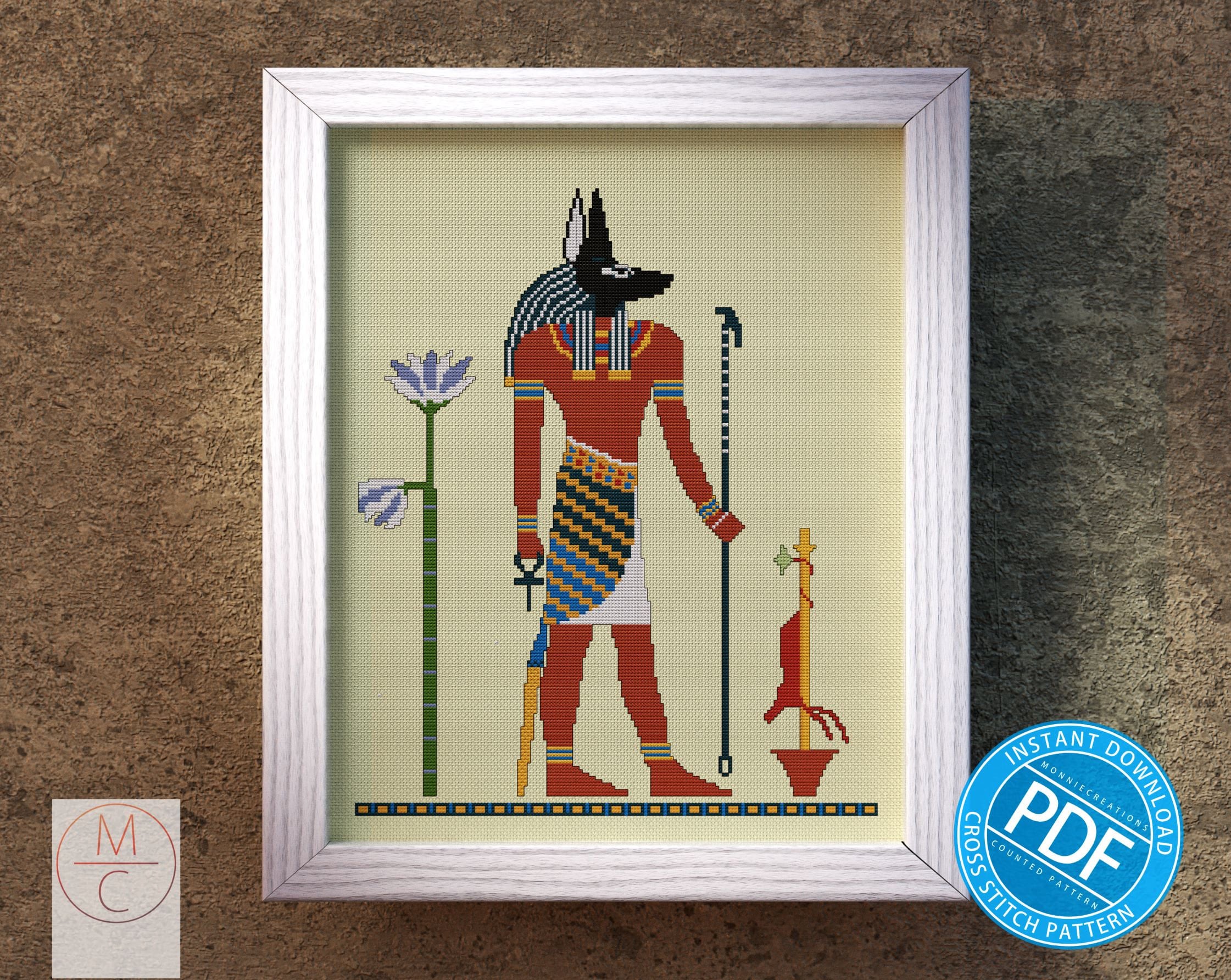 Egyptian Cross Stitch Pattern | God Anubis | Egyptian God | Ancient ...