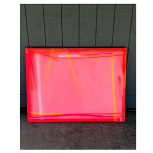 Neon Pink Square  36x24 inch original abstract - Vibrant - aerosol - pastel acrylic - Abstract - hot pink orange - contemporary - modern