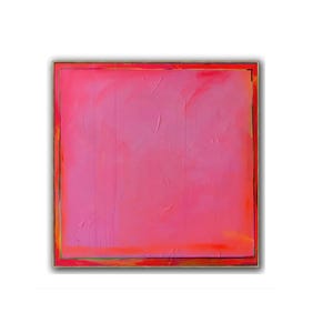 Neon Pink Square  36x36 inch original abstract - Vibrant - aerosol - pastel acrylic - Abstract - hot pink orange - contemporary - modern art