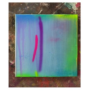 Blue paintings Neon neon 1x1 feet blue bright Square  12x12 inch brown original abstract acrylic - Abstract contemporary modern art neon