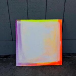Neon Pink yel Square  20x20 inch original abstract - Vibrant - acrylic - Abstract - neon colors - contemporary - modern neon yellow hot pink