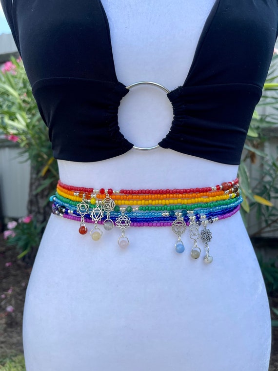 7 Chakra Crystal Waist Bead Set 7 Strands Etsy