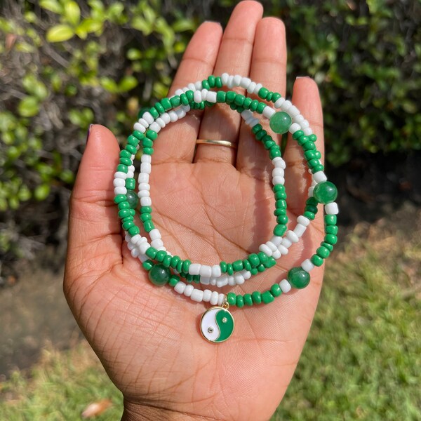 Green Yin Yang Jade Waist Beads