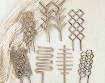 Boho Plant Trellis Houseplant Stakes SVG File Bundle for Glowforge Laser Cutter