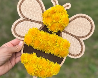 Archivo de aprendizaje de búsqueda del tesoro de la naturaleza con diente de león, abejorro y abeja para corte láser en formato SVG de Glowforge