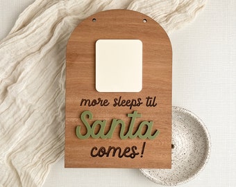 Santa Countdown Sleeps Til Santa Sign Archivo SVG para Glowforge Laser Cutter Dry Erase