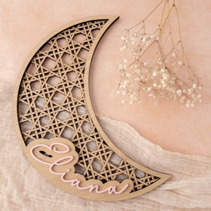 Rotin Canne Crescent Moon Nursery Signe Wall Hanging File Laser Cut File pour Glowforge SVG