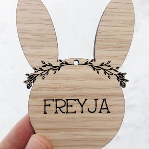 Bunny Easter Basket Tag Floral Flower Crown Laser Cutter File SVG for Glowforge