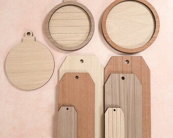 Paquete de archivos de ornamento y etiquetas de regalo en blanco para Glowforge Laser Cutter SVG