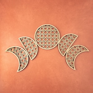 Rattan Cane Moon Phases Wall Hanging File Laser Cut File for Glowforge SVG