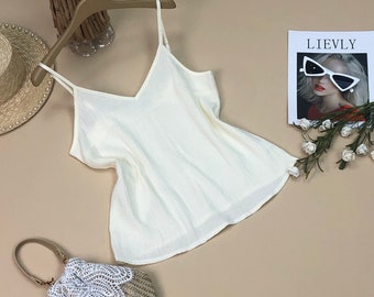 Cotton muslin strap top