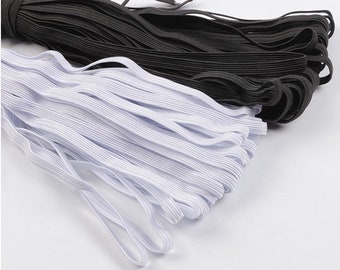 Elastic cord 10 Yards x 1/5”(5mm)black and white