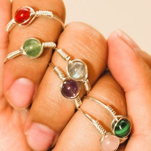 Gemstone Ring, Crystal Ring, Wire Ring, Wire Wrapped Ring, Handmade Ring, Unique Custom Ring, Plus Size Ring, Rings for Women, Rings for Men