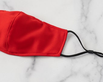 Red Face Mask, Replaceable Nose Wire, Double Layer with Filter Pocket, Reversible, Washable, Elastic Band, FREE Shipping, Mommi Made!