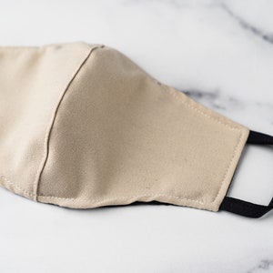 Beige Face Mask, Replaceable Nose Wire, Double Layer with Filter Pocket, Reversible, Washable, Elastic Band, FREE Shipping, Mommi Made!