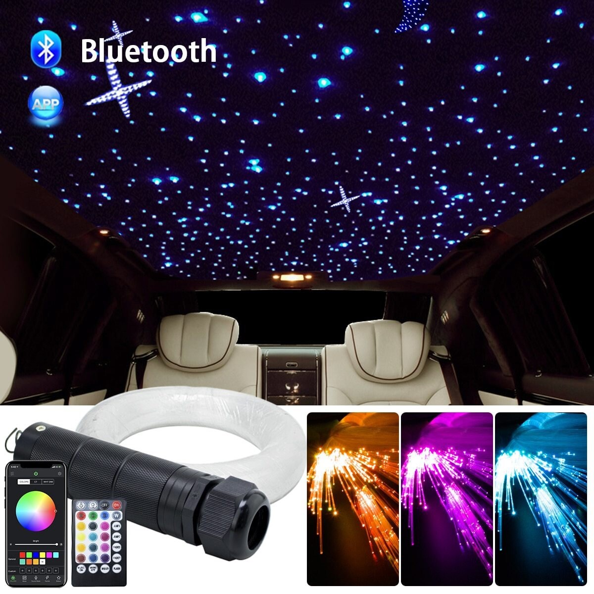 DC12V 6W RGB Car Roof Star Lights LED Fiber Optic Light kits Etsy