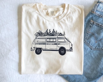 Van Life T-Shirt: Boho Nature Graphic, Road Trip Tee