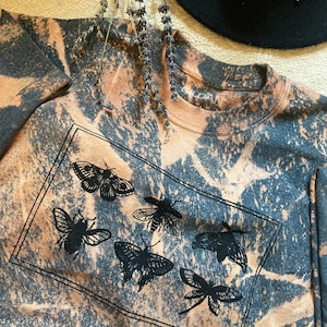 Vintage Butterfly Collage T-Shirt Moth Shirt Butterfly Lover Tee- Unisex Insect Moths and Butterflies T-shirt Boho Shirt bleached shirt.