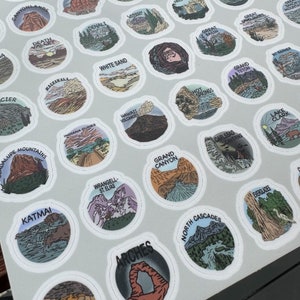 National Park Stickers Vinly Waterproof Sticker All 63 Parks National Sticker Sheet Laptop Bottle Bumper National Park Sticker Sheet.